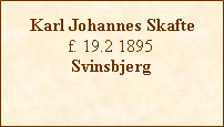Tekstboks: Karl Johannes Skaftef. 19.2 1895Svinsbjerg